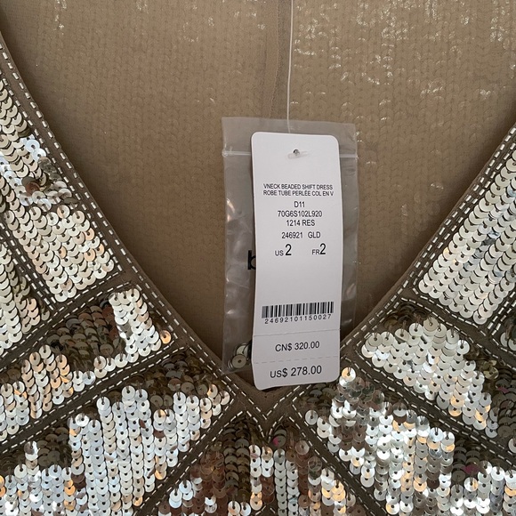 Gold Sequin Mini Shift Dress Bebe - Picture 5 of 7